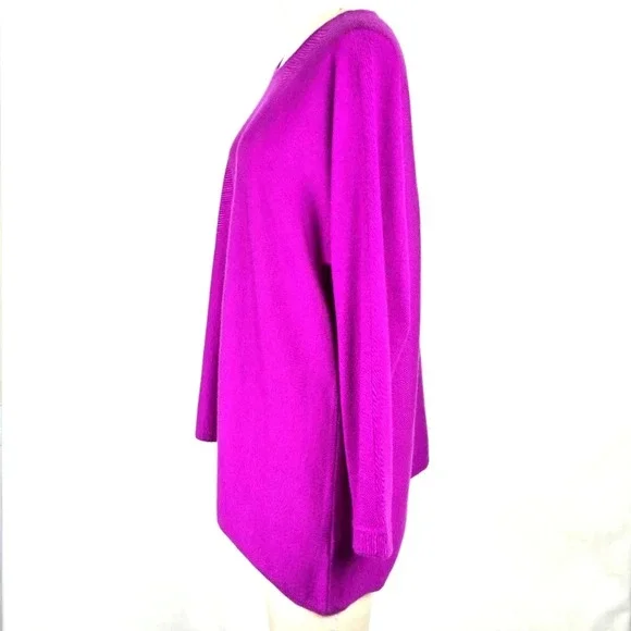 Eileen Fisher 100% Cashmere Soft Lightweight Sweater Top Pink Barbie Women's XS - Picture 4 of 16